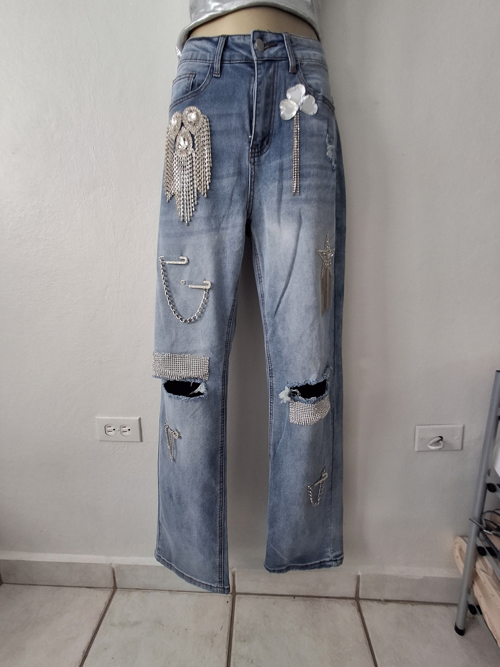 Women’s Embellished Light Blue Jeans
